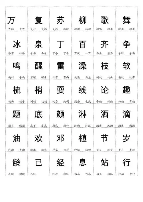 人教版一年级语文下册生字卡片-打印格式_第1页