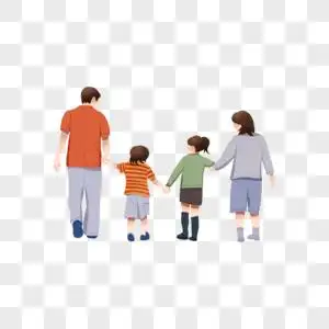 一家四口背影手牵手图片