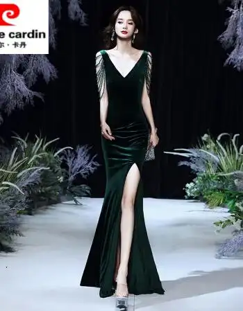 皮尔卡丹轻奢高档女装宴会晚礼服裙女2021新款夏季高级轻奢小众高端