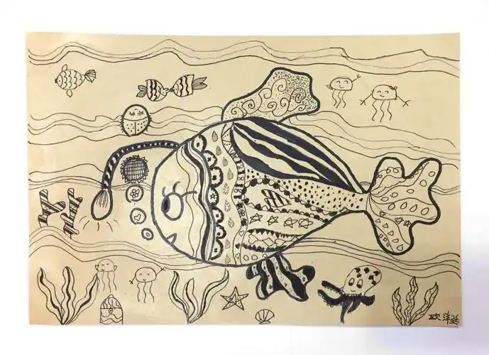 线描装饰画-海底世界