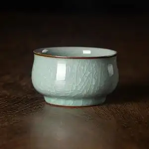 丁绍杰纯手工杯龙泉青瓷茶具品茗杯普洱茶杯子单杯主人杯冰裂纹