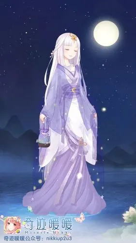 奇迹暖暖暖暖环游世界少女小清新插画搭配服装设计古风和风紫汉服点击