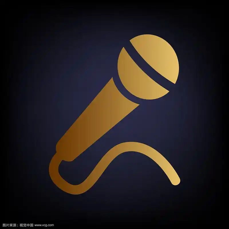 麦克风标志金色风格图标