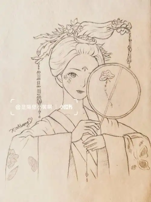 参考图在最后#速写人物  #手绘教程  #线稿  #画画打卡  #古风线稿