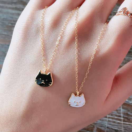 thisness 喵星球 纯银镀金滴釉猫咪项链