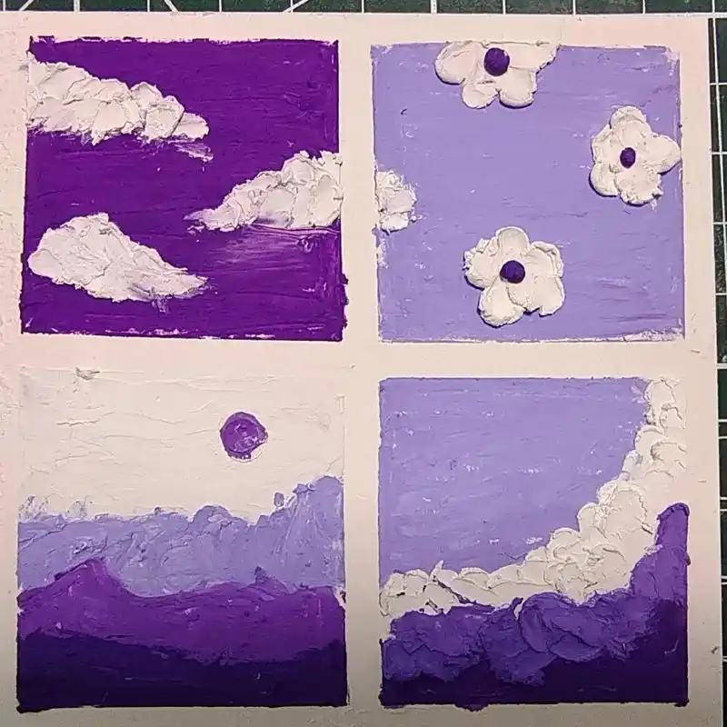 紫色四宫格#油画棒 - 抖音