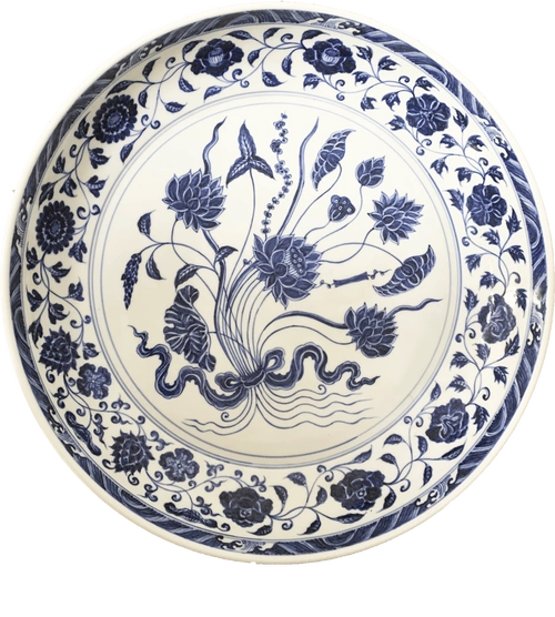 明宣德 青花一把莲盘