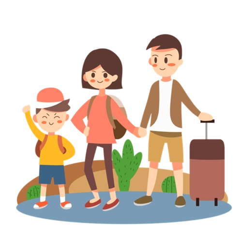 一家三口度假卡通图片