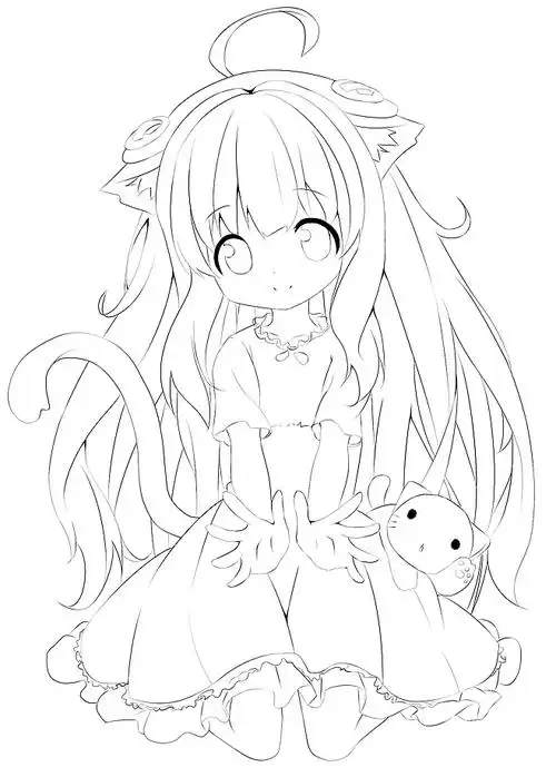 线稿全身漫画卡通人物绘画