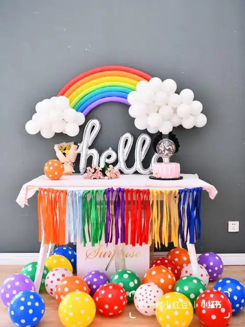 超好看的彩虹气球丨周岁生日布置