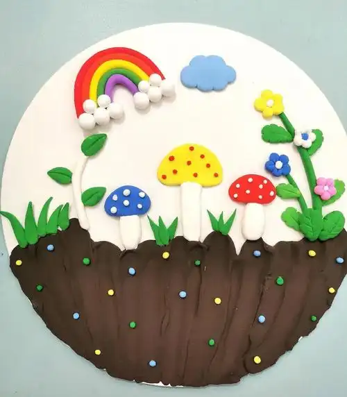 雨后的蘑菇#粘土手工#动手动脑 #一起做手工 #创意美术