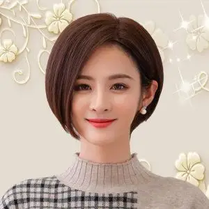 假发女短发真人发丝网红bobo波波头圆脸自然少女全真发发套头套式