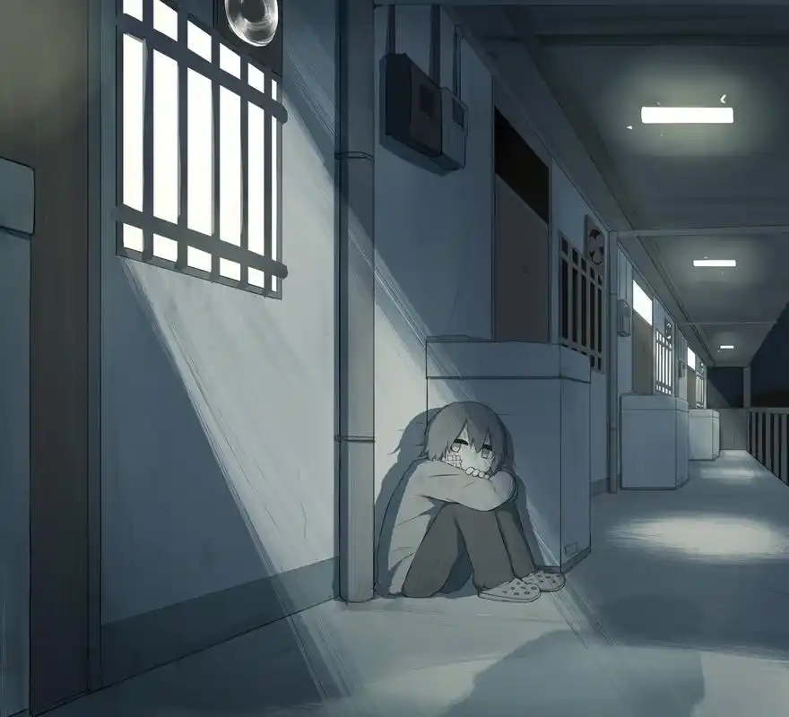 在孤独的角落里,孤独发呆的少年#二次元