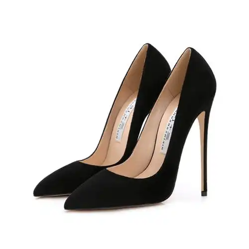 黑色尖头高跟鞋磨砂图片