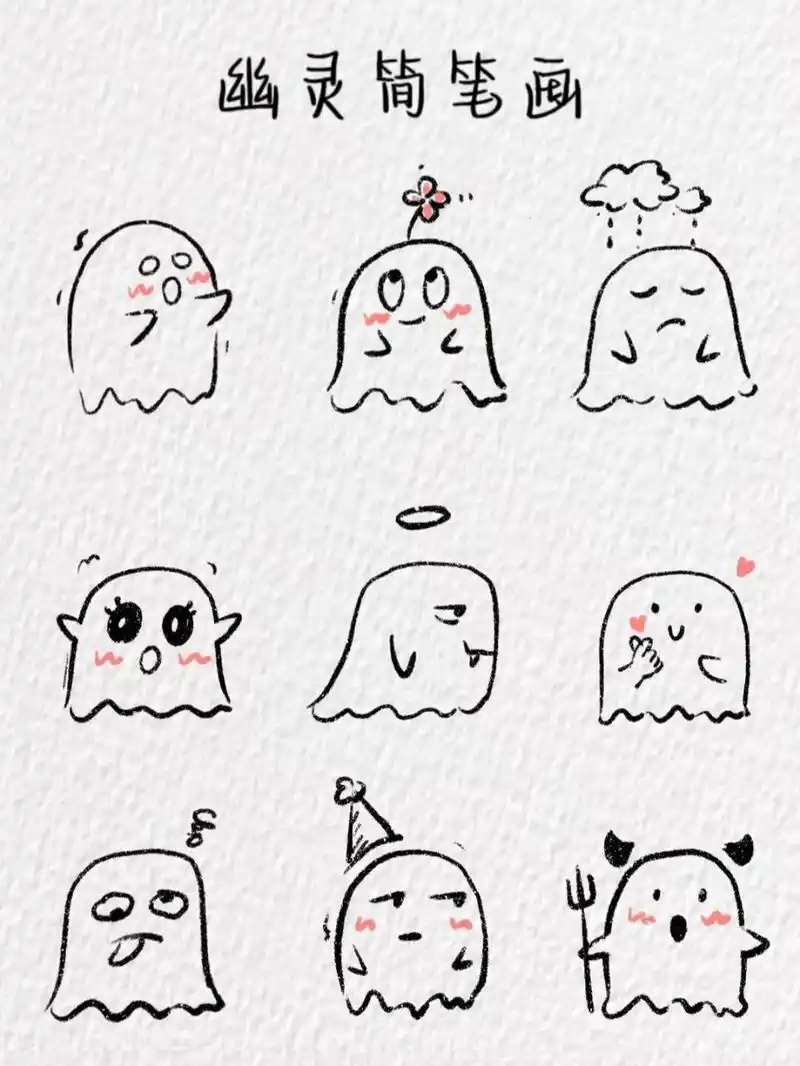 幽灵简笔画~(含教程) 看,是幽灵诶 软件:procreate 笔刷:干油墨 喜欢
