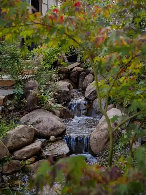 做一个小溪流水景也是不错的选择#小院改造  #花园设计  #庭院设计