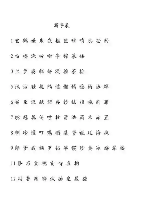统编版五年级上生字表