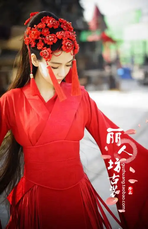 微微一笑很倾城新款红色古装baby杨颖微博爆款红色新娘装仙女古装_双