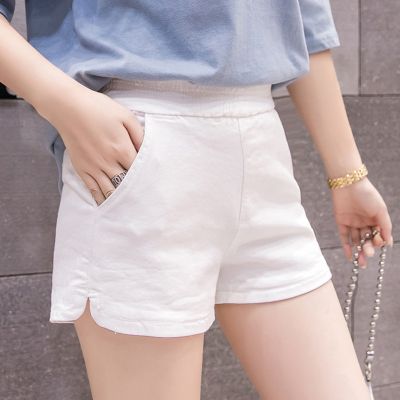 白色牛仔短裤女夏2020新款韩版高腰学生宽松显瘦弹力百搭开叉热裤