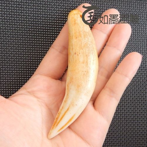 文玩收藏转运骨粉压制民族风兽牙礼品仿大猫狗牙仿虎牙吊坠挂饰