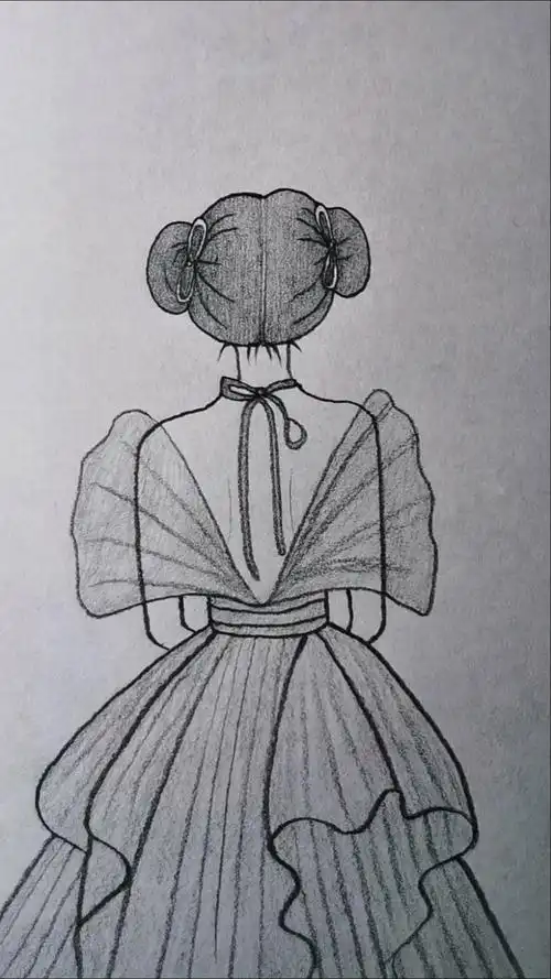 女孩背影简笔画.