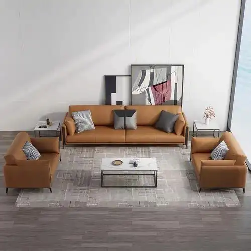 优上亿办公沙发真皮简约现代