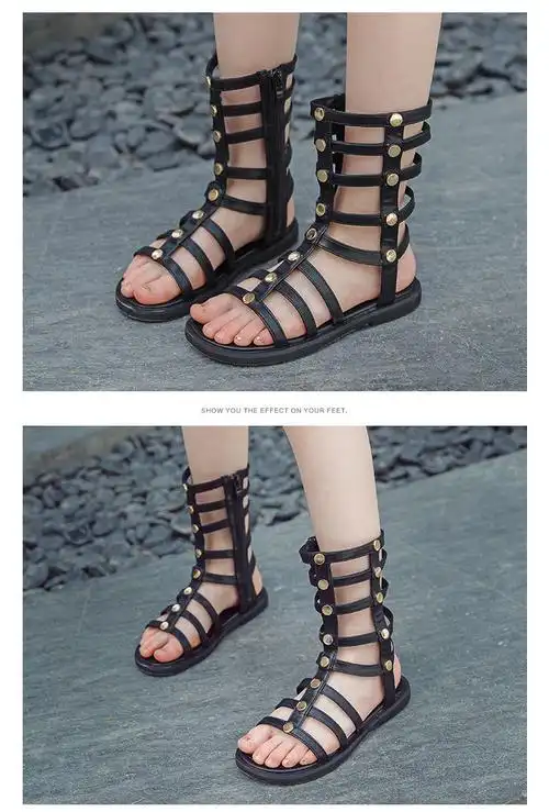 mknarde女童凉鞋2019新款时尚儿童夏季小女孩宝宝韩版罗马鞋小童公主