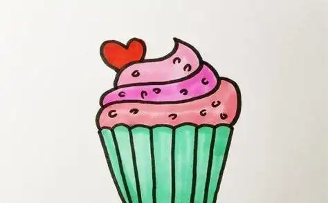 带颜色甜点小蛋糕简笔画步骤画法可爱彩色小蛋糕简笔画怎么画