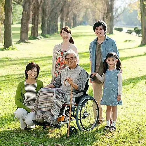 三代同堂,站立,老人,轮椅_高清图片_全景视觉