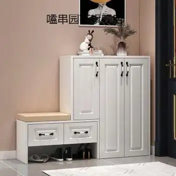 门口鞋柜带坐简约现代鞋柜门厅柜玄关进门穿衣镜储物柜换鞋凳鞋架带