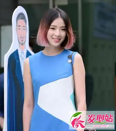 而短发的渐变可以从自然发色渐变到粉色,不一定要把发根漂染成白色