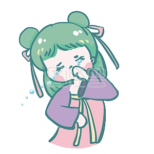 图怪兽原创元素卡通可爱古装女孩表情包哭泣