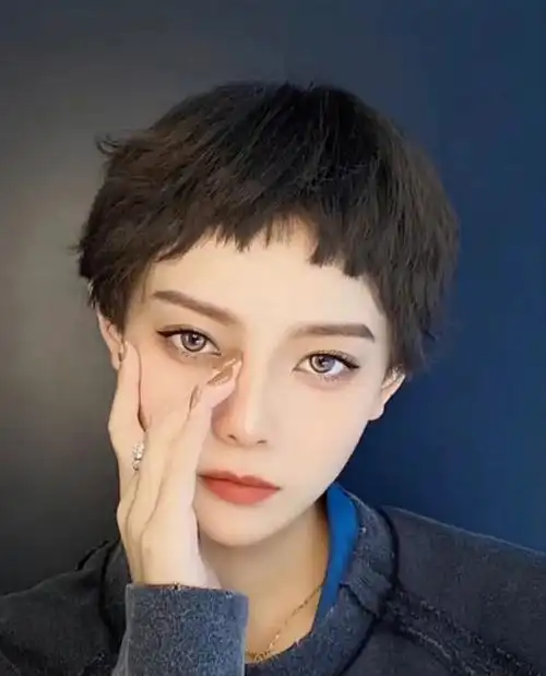 适合小脸瓜子脸小圆脸,裁剪为超短碎发,微烫一下增加复古的气息#今日