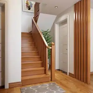 室内中柱旋转跃层实木整体楼梯小户型扶手栏杆防护栏复式欧式家用