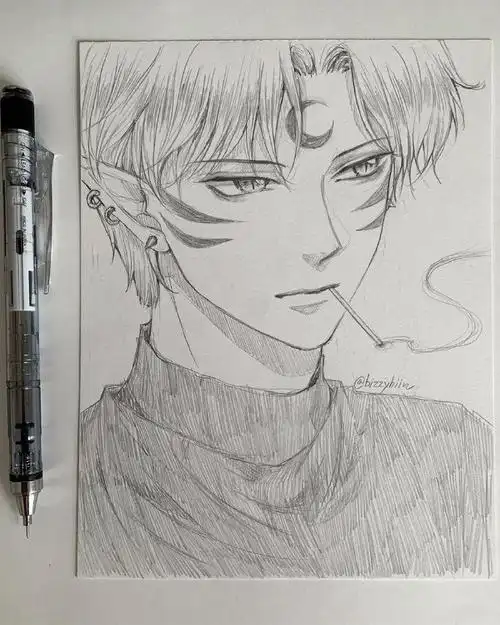 犬夜叉杀生丸铅笔画手绘线稿,帅气的杀生丸临摹素材