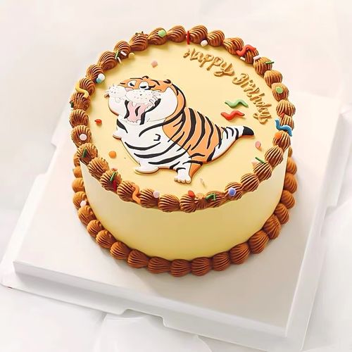 网红虎年烘焙蛋糕装饰软胶老虎摆件宝宝周岁节日装扮用品