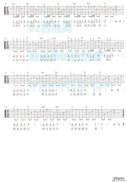 梁静茹可惜不是你吉他谱指弹 好听的成名曲