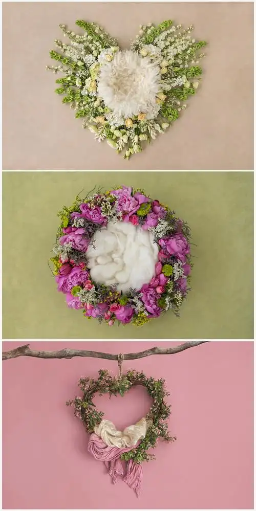 s542新生儿百天宝宝3d抠图设计背景模板psd儿童影楼后期合成素材