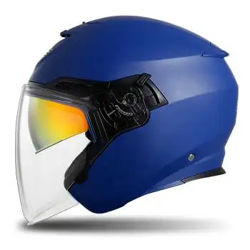 gsb摩托车头盔半盔男女夏季双镜片个性轻便式四季jet-3 深海蓝 l