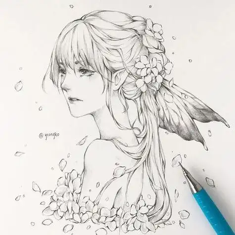 动漫头像闺蜜头像卡通 简笔画 绿毛 动漫头像二次元黑白漫画头像最