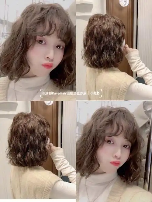 森系少女活泼圆脸肉脸短发烫发发型