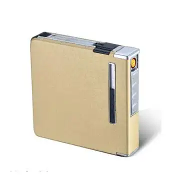 自动烟盒弹跳带打火机 金属烟盒20支装自动弹烟带充电打火机创意个性