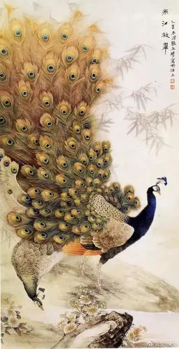 中国画工笔孔雀大图欣赏