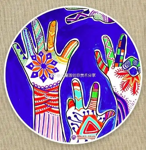 装饰线描,神奇的手#创意少儿美术##创意美术##儿童画#创意儿童手工