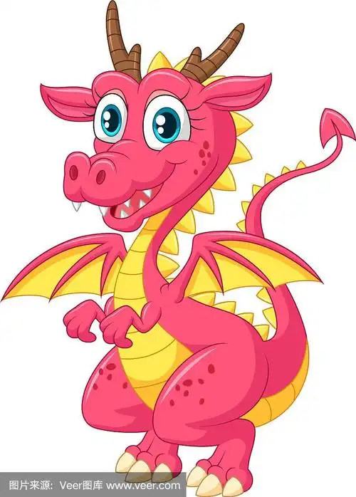 卡通可爱粉龙