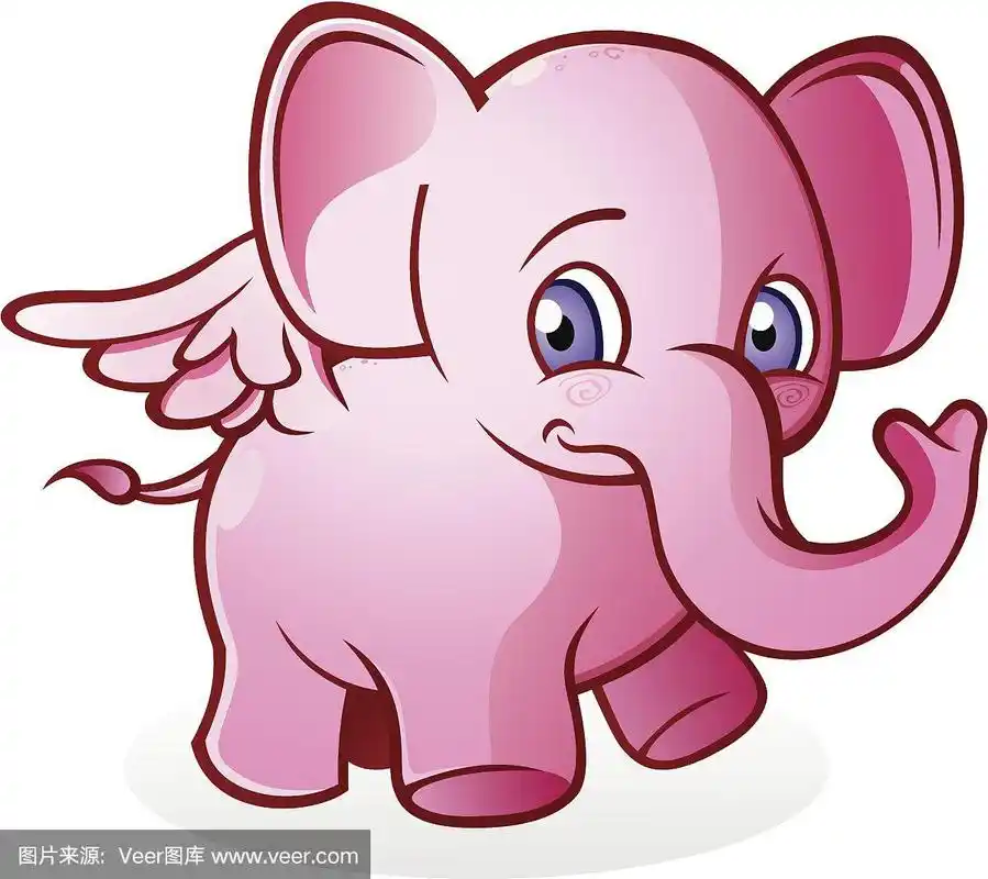 粉红大象,正面视角,绘画插图,动物耳朵,性格