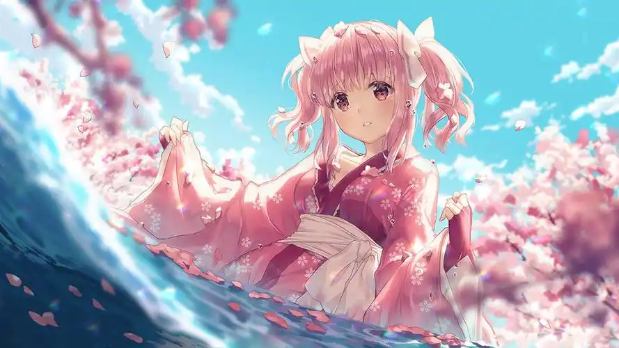 唯美二次元美女插画桌面壁纸高清大图预览1920x1080_卡通动漫下载_美