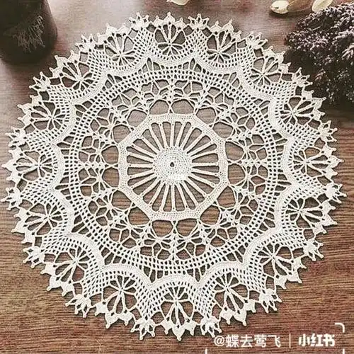 【图解】钩针编织 蕾丝餐巾桌布花片图案