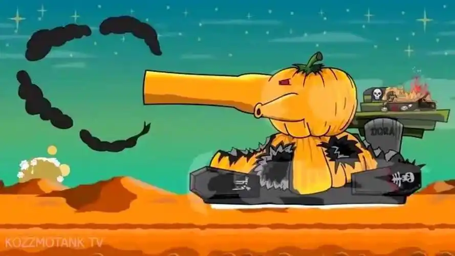 坦克动画:坦克边走边开炮