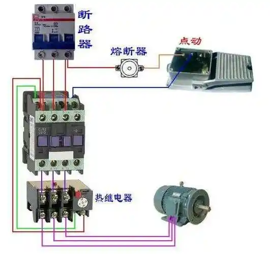 三相电机行程开关与交流接触器接线图用行程开关控制电机